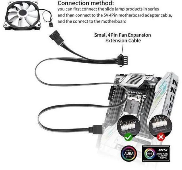 Alt view image 2 of 6 - 50CM 4Pin 12V RGB Splitter Cable, PWM RGB Adapter Cord for PC Case LED Lighting