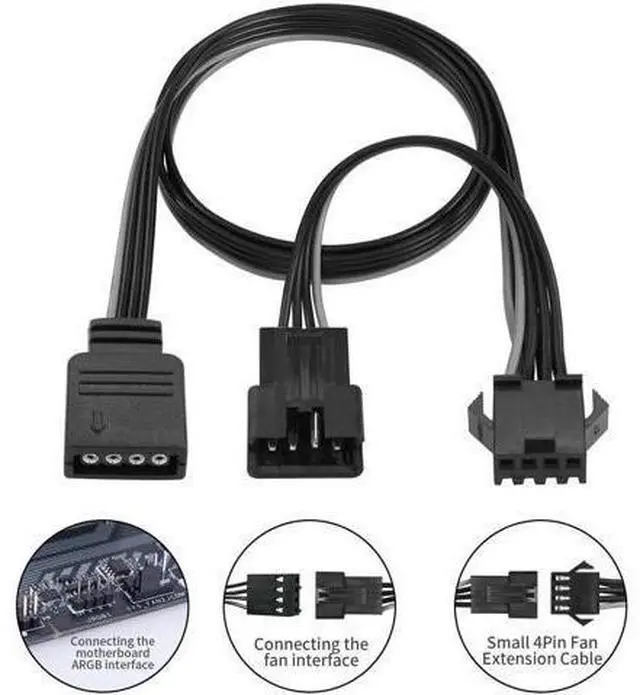 Alt view image 6 of 6 - 50CM 4Pin 12V RGB Splitter Cable, PWM RGB Adapter Cord for PC Case LED Lighting