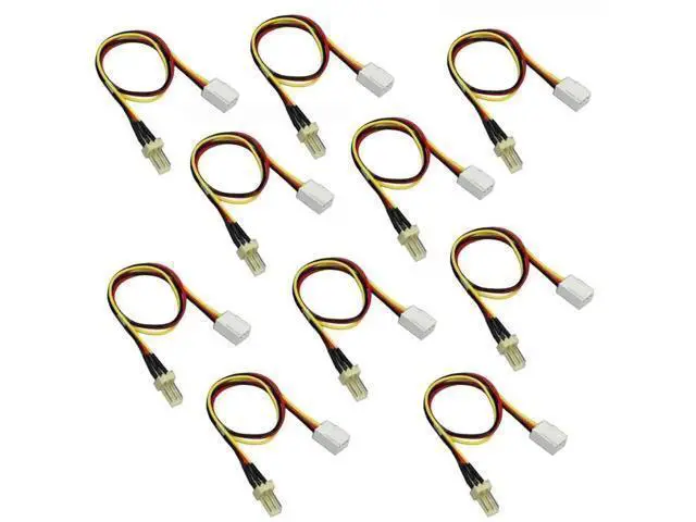 Alt view image 2 of 3 - 10 Pack 26cm 12V 3-Pin Male to Female PC Fan Extension Cables with Speed Resistor for Case Cooling Fans