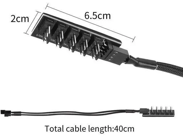 Alt view image 5 of 6 - Sleeved 1 to 5 Way 4 Pin PWM Fan Hub Splitter for PC Cooling Fans