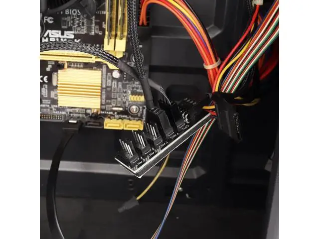 Alt view image 3 of 6 - Sleeved 1 to 5 Way 4 Pin PWM Fan Hub Splitter for PC Cooling Fans