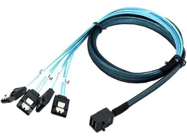 Alt view image 5 of 6 - 1.64ft / 50CM Internal 12G SFF-8643 HD Mini SAS to 4×SATA Breakout Cable, Mini SAS Controller to Quad SATA Hard Drive Backplane Fanout Cord
