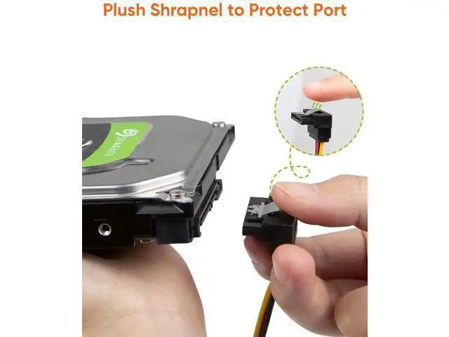 Alt view image 4 of 7 - 2 Pack 6 Inch Down Angle SATA 15 Pin Male to Dual SATA Female Power Splitter Cable