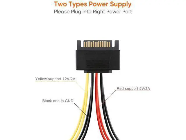 Alt view image 6 of 7 - 2 Pack 6 Inch Down Angle SATA 15 Pin Male to Dual SATA Female Power Splitter Cable