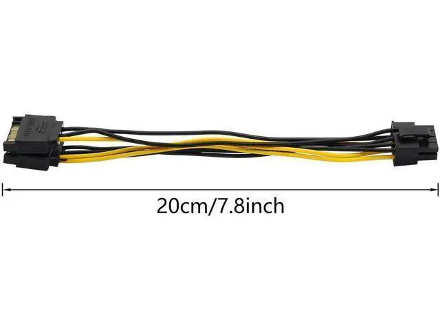 Alt view image 6 of 6 - 2 Pack 8 Pin PCIe to 15 Pin SATA Power Adapter Cable, PCIe 8Pin to SATA 15Pin Power Cord for Graphics Card