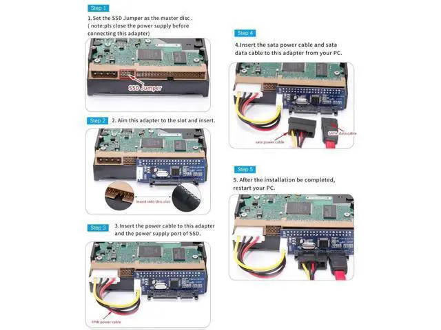 Alt view image 4 of 6 - 39 Pin IDE to SATA Adapter Card with Data & Power Cable, Convert 3.5" PATA IDE HDD to SATA Interface for Desktop PC