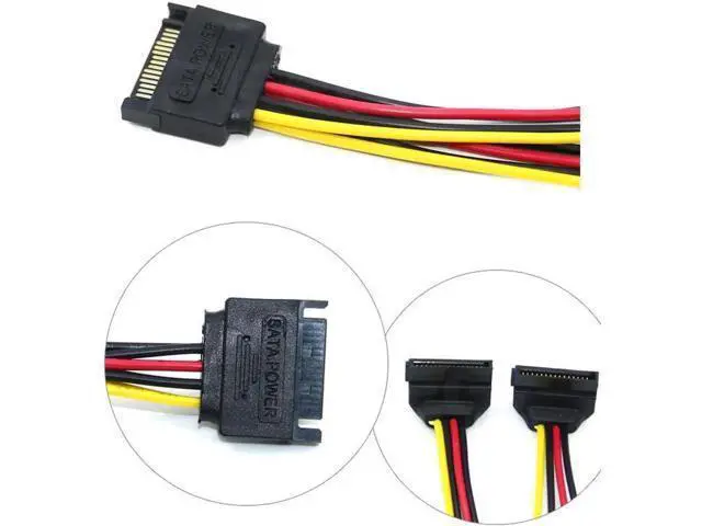 Alt view image 3 of 3 - 1-to-2 Right Angle 15Pin SATA Power Splitter Cable, SATA Male to Dual Female Power Extension Cord for SSD & HDD