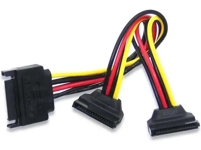 Alt view image 2 of 3 - 1-to-2 Right Angle 15Pin SATA Power Splitter Cable, SATA Male to Dual Female Power Extension Cord for SSD & HDD