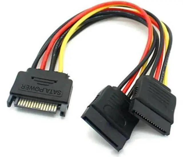 Main image of 1 Pack 7 Inch 15 Pin SATA Power Y Splitter Cable, SATA Male to Dual Female Power Extension Cord for HDD & SSD