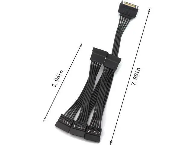 Alt view image 6 of 6 - 24-inch (60CM) 15Pin SATA Power Splitter Cable, 1 Male to 5 Female SATA Power Extension Cord for HDD & SSD