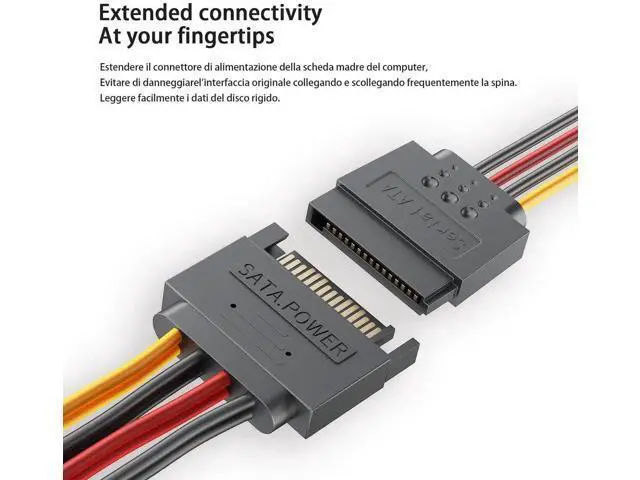 Alt view image 2 of 7 - 3 Pack 8 Inch 15Pin SATA Power Y Splitter Cables, SATA Male to Dual Female Power Extension Cord for Storage Drives