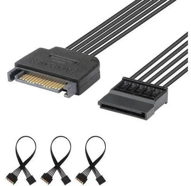 Main image of 3 Pack 10 Inch Black 15Pin SATA Power Extension Cables, SATA Male to Female Power Extender Cord for PC Internal Storage & Fan Devices