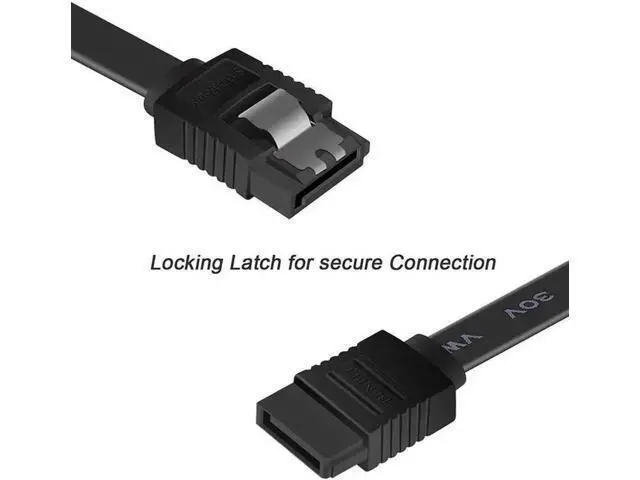Alt view image 4 of 7 - 3 Pack Black SATA III 6Gbps Data Cables, 15.75 Inch Straight SATA Cord with Locking Latch for HDD SSD Optical Drives