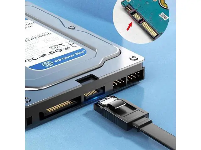 Alt view image 6 of 7 - 3 Pack Black SATA III 6Gbps Data Cables, 15.75 Inch Straight SATA Cord with Locking Latch for HDD SSD Optical Drives