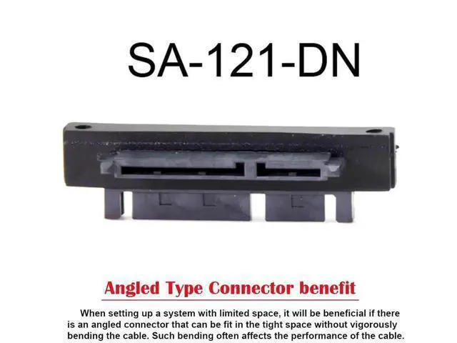 Alt view image 2 of 7 - 90 Degree Down Angled SATA 22Pin Male to Female Extension Adapter, 7+15 SATA Right Angle Connector