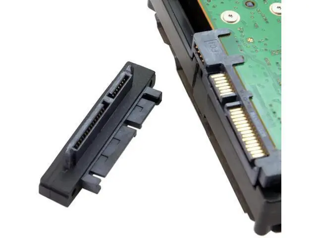 Alt view image 3 of 7 - 90 Degree Down Angled SATA 22Pin Male to Female Extension Adapter, 7+15 SATA Right Angle Connector
