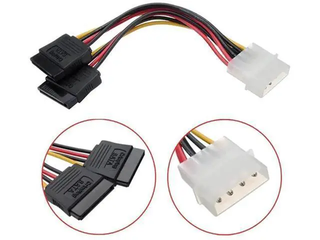 Alt view image 6 of 7 - 15cm IDE 4Pin to Dual 15Pin SATA Power Y Splitter Cable, 1-to-2 SATA Power Extension Cord for HDD & SSD