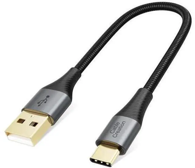 Main image of 0.2m Braided Short USB to USB-C Cable, 0.8ft Charging Cord Compatible with Car CarPlay, Galaxy Series, MacBook, iPad mini 6 & iPad Pro 2020
