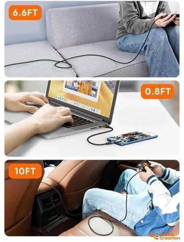 Alt view image 2 of 7 - 0.2m Braided Short USB to USB-C Cable, 0.8ft Charging Cord Compatible with Car CarPlay, Galaxy Series, MacBook, iPad mini 6 & iPad Pro 2020