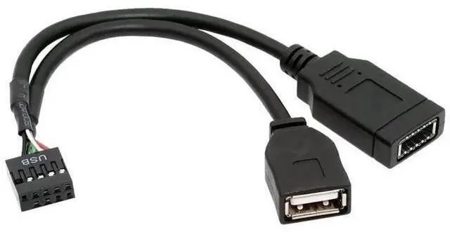 Main image of 0.15M USB2.0 9/10Pin Motherboard Header Male to Dual Type-A + Key-A Type-E Combo Front Panel Extension Cable