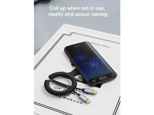 Alt view image 3 of 7 - 4FT/1.2M Coiled USB-C to Micro USB OTG Cable, 480Mbps Charging & Data Cord, Black