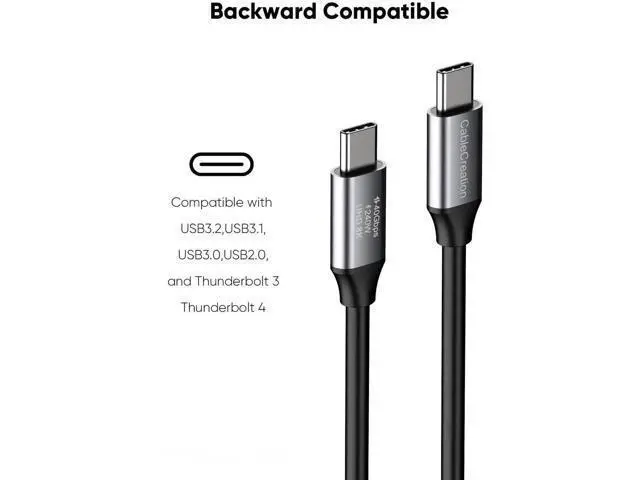 Alt view image 6 of 7 - Short 1FT USB4 Thunderbolt 4 Cable, 40Gbps Data | 240W PD Charging | 8K@60Hz Video Cord Compatible with TB3/TB4 & All USB-C Devices