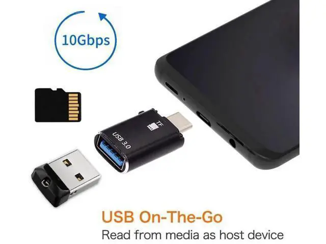 Alt view image 2 of 7 - 2-in-1 USB-C OTG Card Reader, Type-C to USB Female + TF Micro SD Combo Adapter