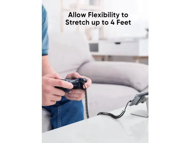Alt view image 4 of 7 - 4FT/1.2M Coiled USB-C to Micro USB OTG Cable, 480Mbps Charging & Data Cord, Black