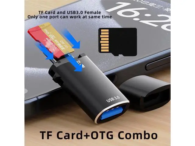Alt view image 7 of 7 - 2-in-1 USB-C OTG Card Reader, Type-C to USB Female + TF Micro SD Combo Adapter