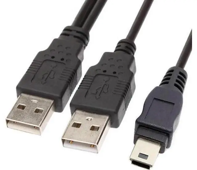 Alt view image 3 of 5 - 60cm Mini USB 2.0 Dual Male Y Splitter Cable with Auxiliary Power, Mini USB to Dual USB-A Male Cord for External HDD
