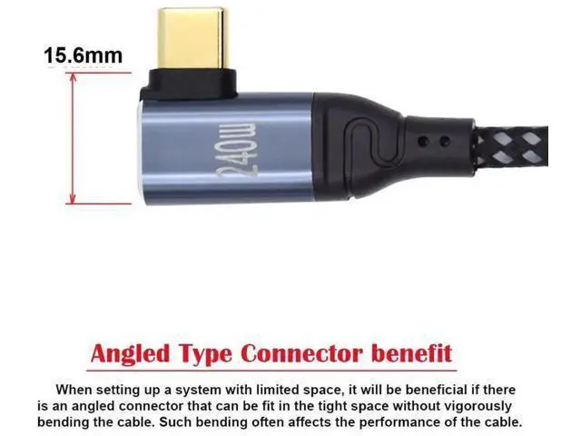Alt view image 6 of 6 - 0.5M Right Angle USB-C to USB-C Cable, 240W 48V5A PD Fast Charging & 480Mbps Data Cord Backward Compatible with 100W & USB2.0