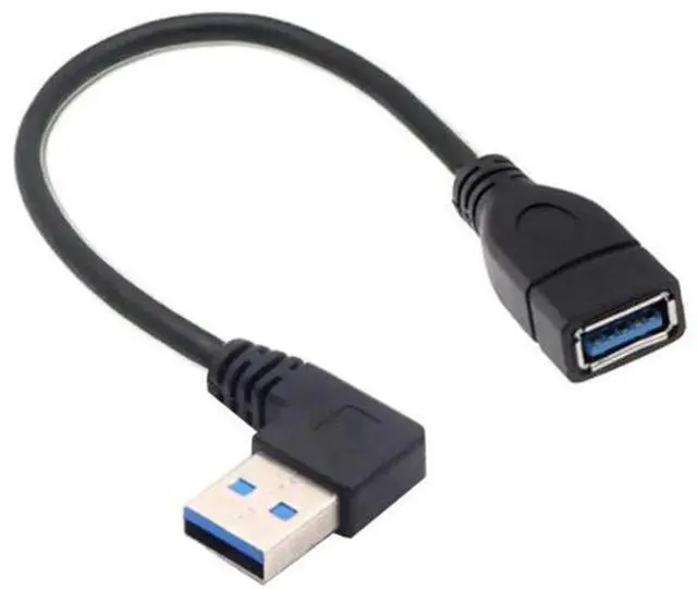 Main image of 2 Pack 10in/25cm 90 Degree Flat USB 3.0 Extension Cable, Left & Right Angle Type A Male to Female Cord, 5Gbps for Laptop, Flash Drive, Mouse, Hard Drive