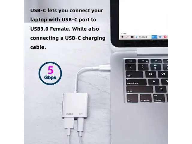 Alt view image 3 of 7 - USB-C to USB 3.0 Type-A Female Adapter, PD Charging & Data Converter for Mac, Laptops, Tablets & Phones