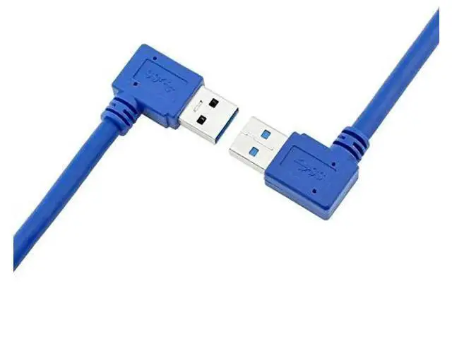 Alt view image 3 of 6 - 90-Degree USB-A 3.0 Extension Cable 2-Pack, 1 Left & 1 Right Angle Male to Female, 30cm (1ft) Blue, SuperSpeed 5Gbps Data Transfer & Charging Cord