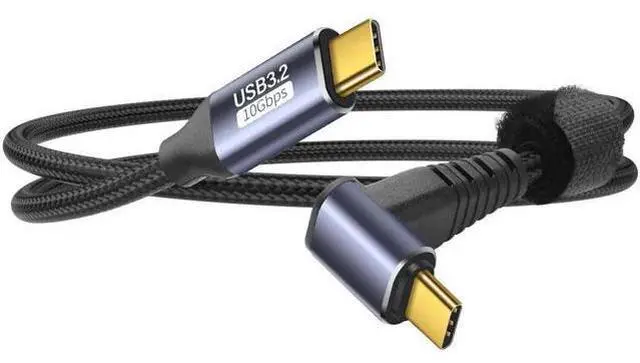 Main image of 0.5M/1.6FT 90 Degree USB3.1 Gen2 USB-C to USB-C Cable | 10Gbps Data, 4K@60Hz Video & 100W PD Fast Charging Cord