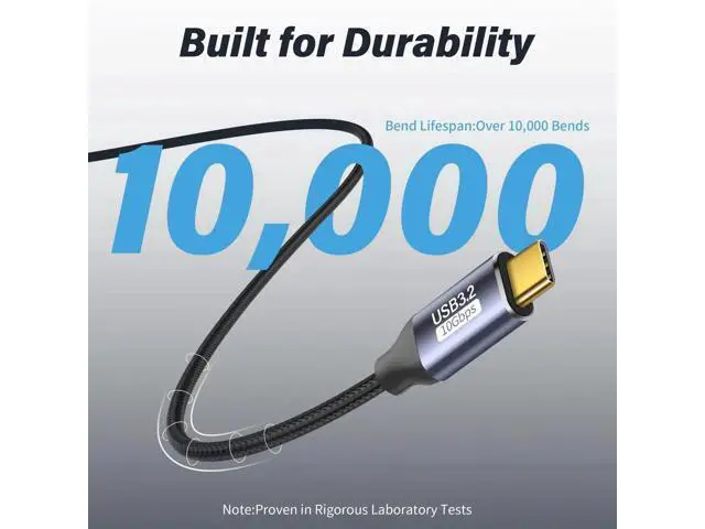Alt view image 2 of 6 - 0.5M/1.6FT 90 Degree USB3.1 Gen2 USB-C to USB-C Cable | 10Gbps Data, 4K@60Hz Video & 100W PD Fast Charging Cord