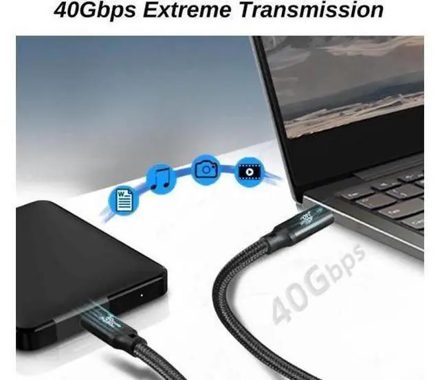 Alt view image 2 of 6 - 1.5FT Braided USB4 C to C Cable, 40Gbps 240W Fast Charging & 8K UHD Display Cord for Samsung S23/S22/S21/S20 Ultra, Note 20, Laptop, Hub, Docking