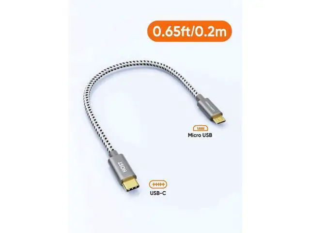Alt view image 3 of 7 - 0.2M/0.65FT Braided USB-C to Micro USB OTG Cable, 480Mbps Short Cord for Chargers, Phones & Laptops