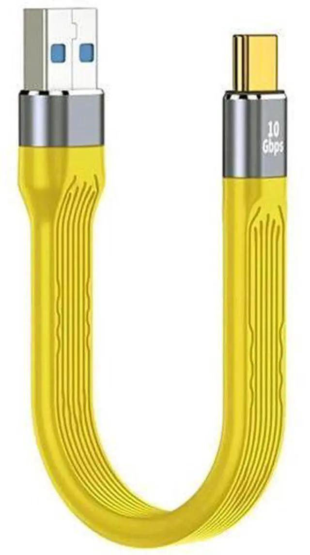 Main image of 13cm Yellow Flat FPC USB 3.1 Gen2 Cable, USB-C Male to USB-A Male 10Gbps High Speed Slim Data Cord for Laptop & Smartphone