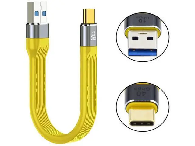 Alt view image 6 of 7 - 13cm Yellow Flat FPC USB 3.1 Gen2 Cable, USB-C Male to USB-A Male 10Gbps High Speed Slim Data Cord for Laptop & Smartphone