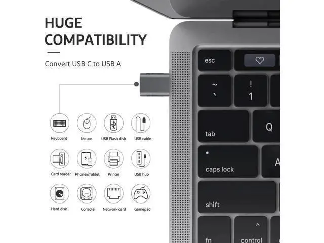 Alt view image 2 of 7 - 4 Pack 10Gbps USB C to USB 3.0 OTG Adapter, Type C Male to USB A Female Converter, Thunderbolt 3/4 Compatible for MacBook, iPad, iMac, Space Grey