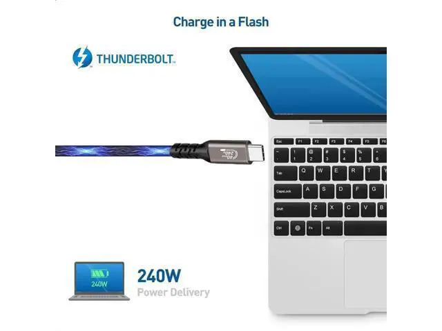 Alt view image 7 of 7 - Right Angle USB4 Type-C to C Nylon Braided Cable 1.6FT, 40Gbps Data, 8K UHD Video & 240W PD Fast Charging Cord Compatible with Thunderbolt 3/4, MacBook, iPad, Oculus Quest