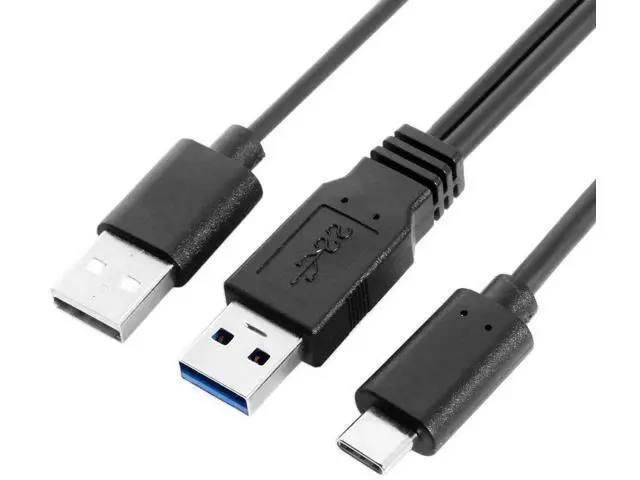 Alt view image 5 of 7 - Dual USB-A Male Y-Split Cable | USB3.0 Data + USB2.0 Auxiliary Power to Type-C for Portable SSD & External HDD