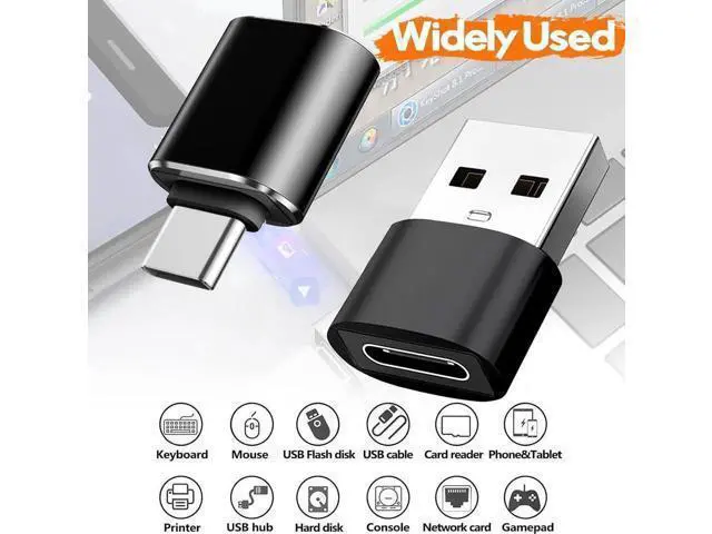 Alt view image 2 of 7 - Black 4-Pack USB Adapter Set: 2×USB-C Male to USB-A Female + 2×USB-A Male to USB-C Female | High-Speed Data & Fast Charging Converter