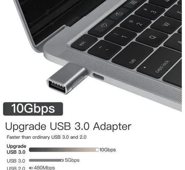 Alt view image 5 of 7 - 4 Pack 10Gbps USB C to USB 3.0 OTG Adapter, Type C Male to USB A Female Converter, Thunderbolt 3/4 Compatible for MacBook, iPad, iMac, Space Grey