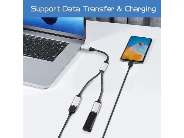 Alt view image 2 of 6 - 20CM USB-C OTG Y Splitter Cable, USB 3.0 Type C Male to Dual USB A Female 1-to-2 Multiport Converter for Car, Laptop & PC