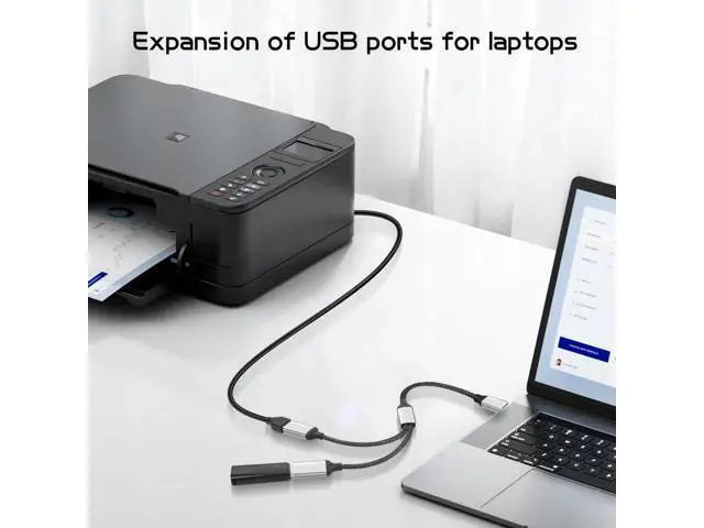 Alt view image 3 of 6 - 20CM USB-C OTG Y Splitter Cable, USB 3.0 Type C Male to Dual USB A Female 1-to-2 Multiport Converter for Car, Laptop & PC