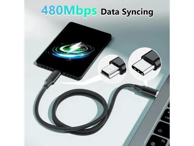 Alt view image 4 of 7 - 5FT Braided USB-C to Mini USB Cable, 480Mbps OTG Charging Cord for Camera, PS3 Controller, Dash Cam, Ti-84 Plus