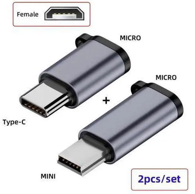 Alt view image 7 of 7 - 2 Pack USB-C & Mini USB Male to Micro USB Female Adapter | USB2.0 480Mbps Data, 12W 5V/2.4A Charging Converter