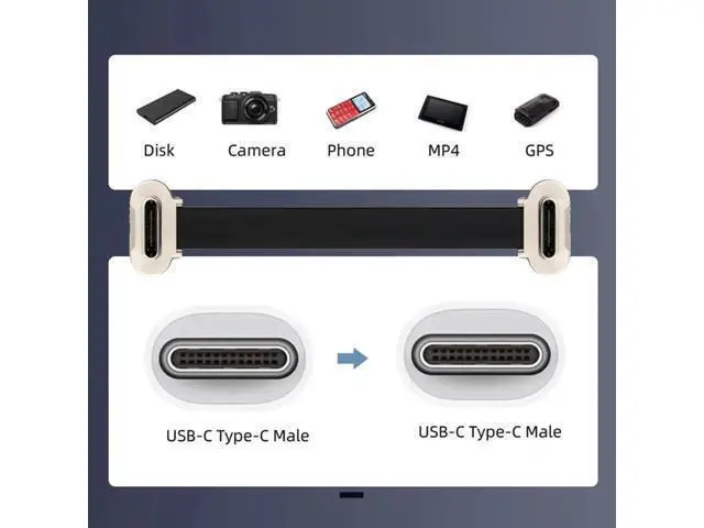 Alt view image 7 of 7 - Dual-Angled Ultra Slim Flat USB-C to USB-C Cable | USB2.0 & 65W PD Fast Charging Cord for Laptop, Tablet & Smartphone